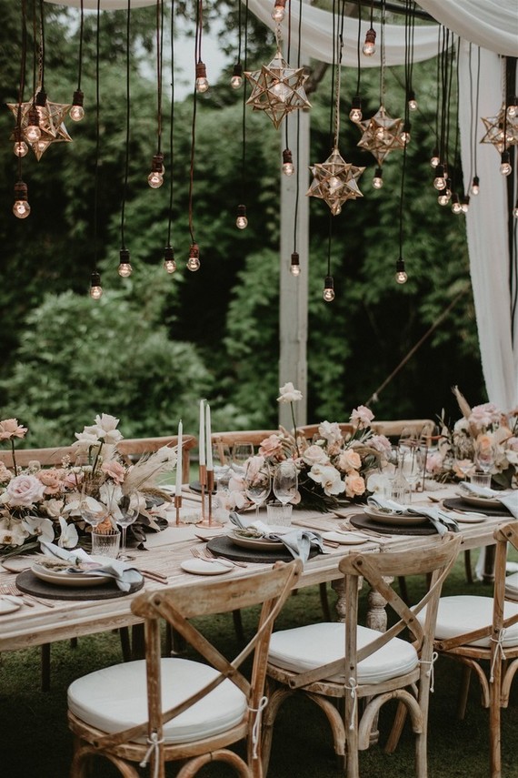Bohemian wedding tablescape