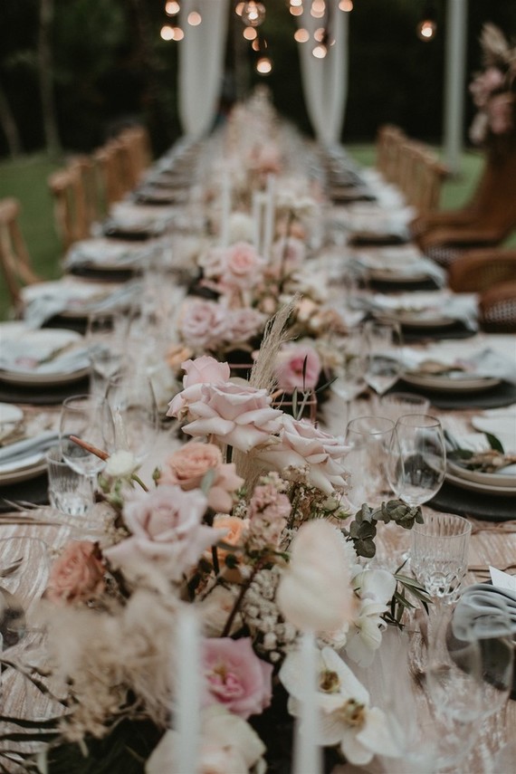 Bohemian wedding tablescape