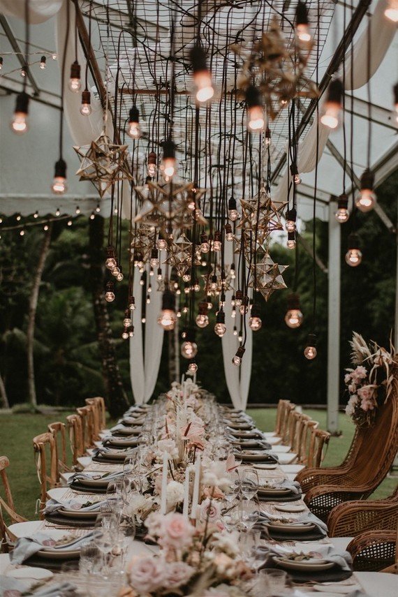 Bohemian wedding tablescape