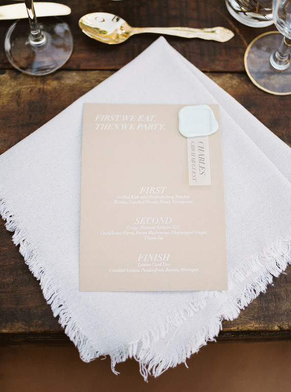 Wedding menu idea