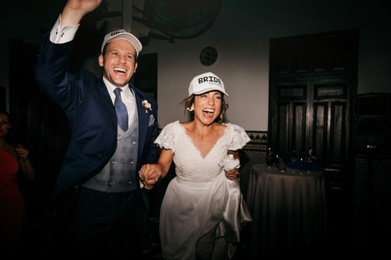 Bride and groom hats for reception