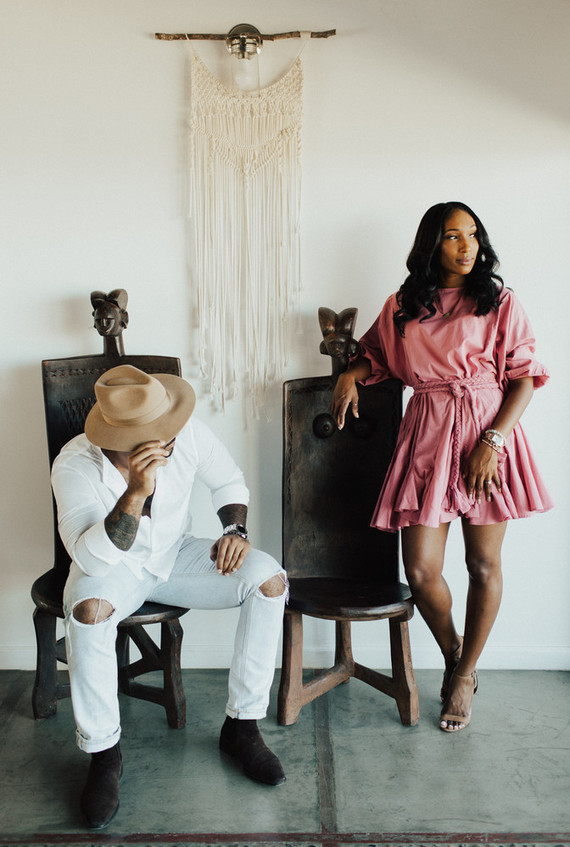 Joshua Tree engagement shoot at a desert airbnb