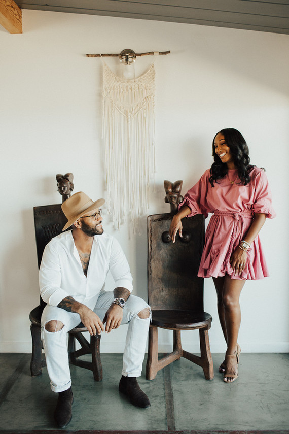 Joshua Tree engagement shoot at a desert airbnb