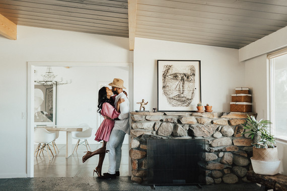 Joshua Tree engagement shoot at a desert airbnb
