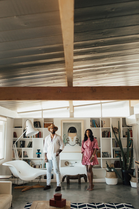Joshua Tree engagement shoot at a desert airbnb