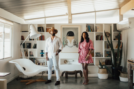Joshua Tree engagement shoot at a desert airbnb
