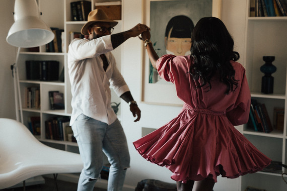 Joshua Tree engagement shoot at a desert airbnb