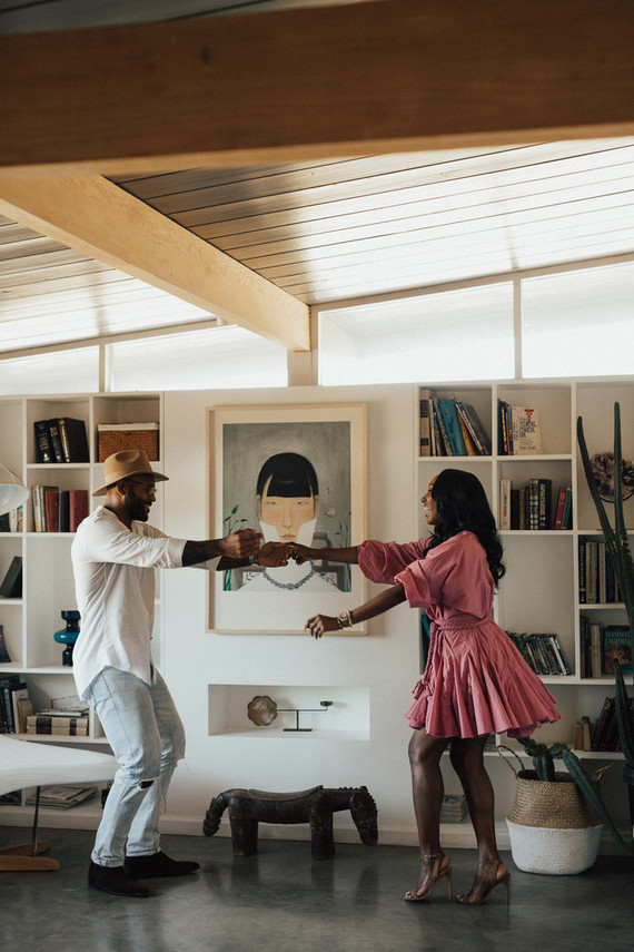 Joshua Tree engagement shoot at a desert airbnb
