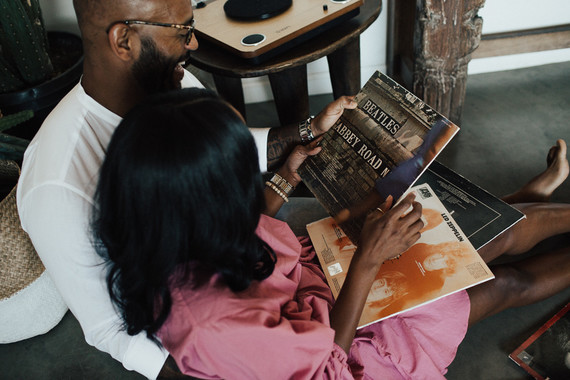Joshua Tree engagement shoot at a desert airbnb