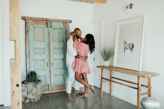 Joshua Tree engagement shoot at a desert airbnb