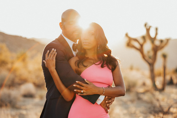 Joshua Tree engagement shoot in hot pink dress