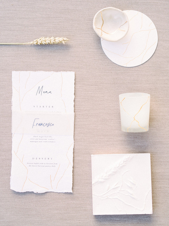 White wedding stationery