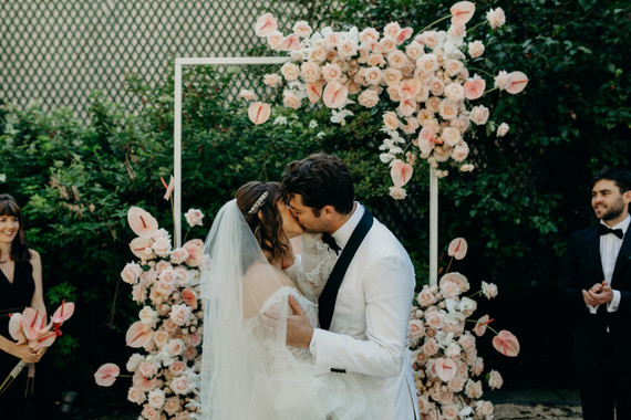 modern pink ceremony arch