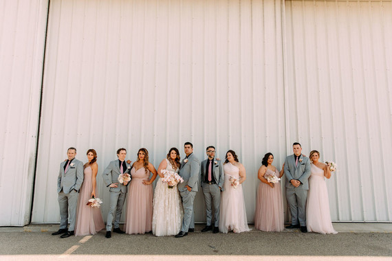 Blush and gray wedding party