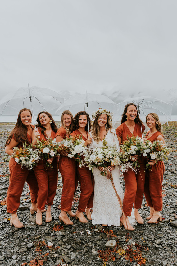 Bridesmaid linen jumpsuits