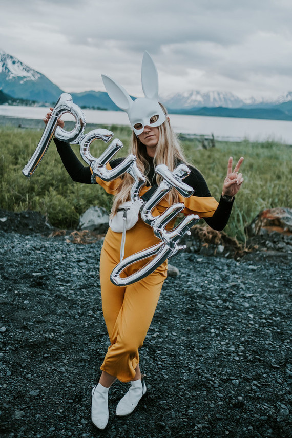 Costume party at wedding reception