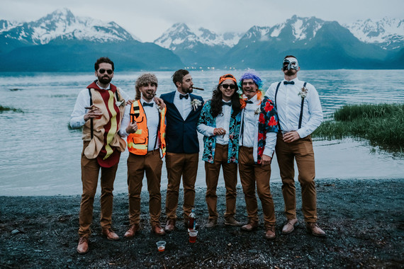 Costume party at wedding reception