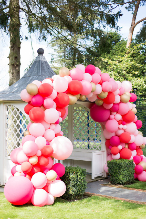 Pink balloon arch