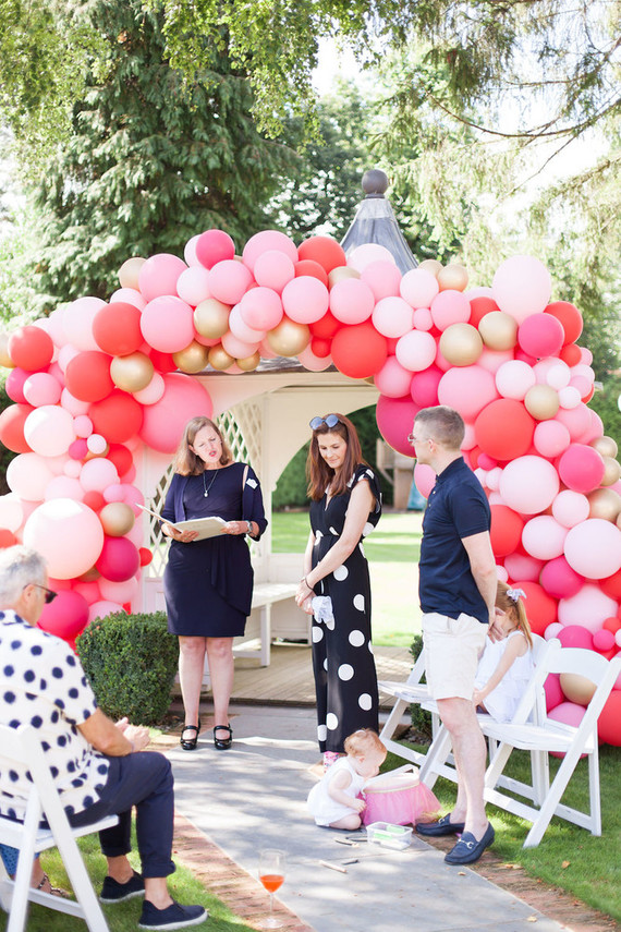Pink balloon arch