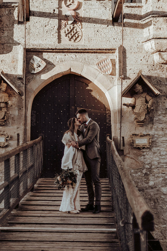 Bohemian fall elopement inspiration at Lichtenstein Castle