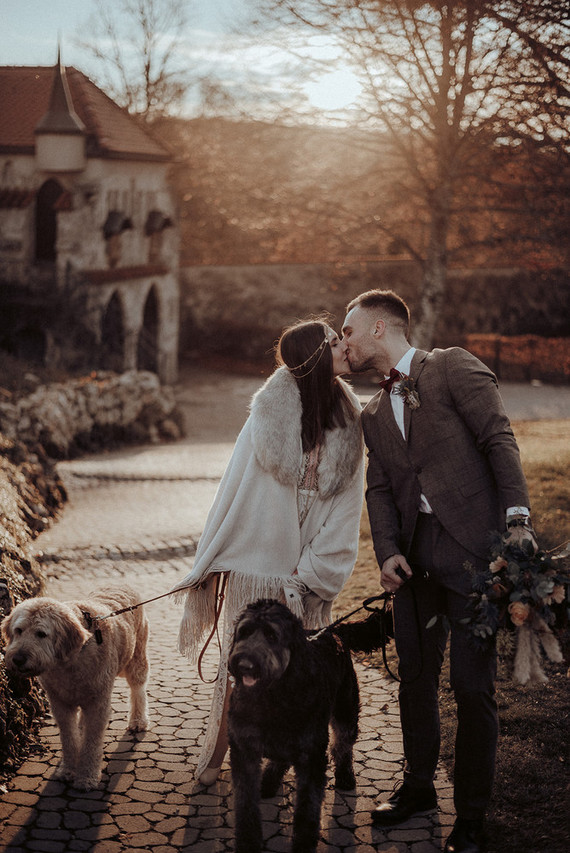 Bohemian fall elopement inspiration at Lichtenstein Castle Inspiration