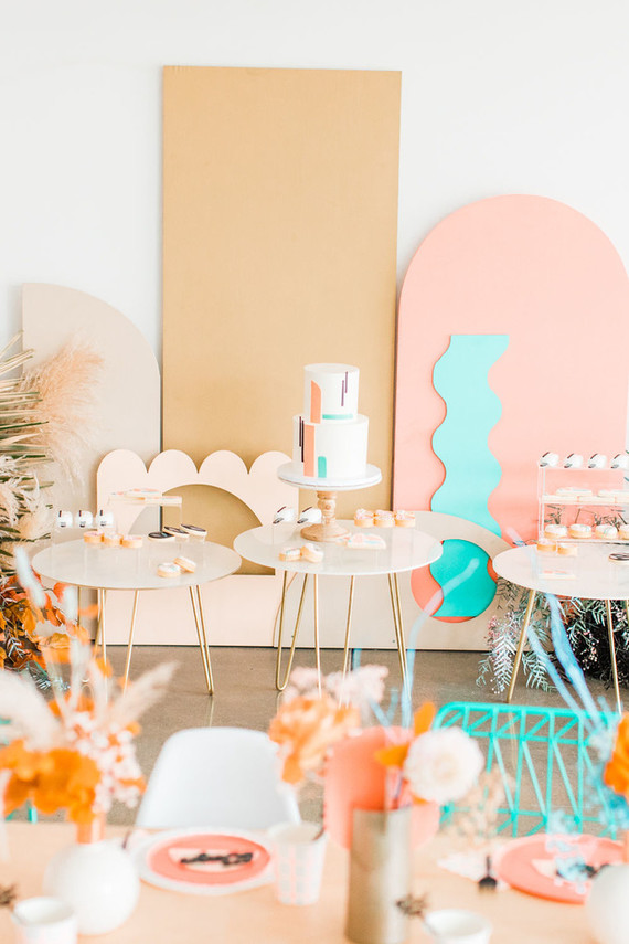 Colorful cake table for girls birthday party