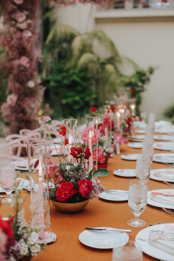 All pink wedding decor