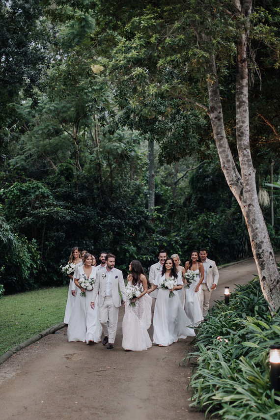 Wedding party in all white