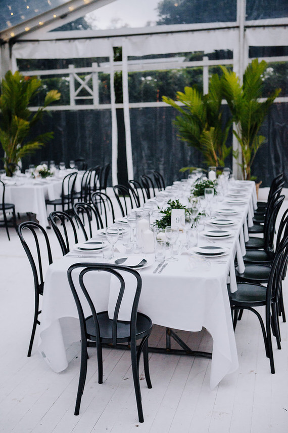 White, black and green wedding