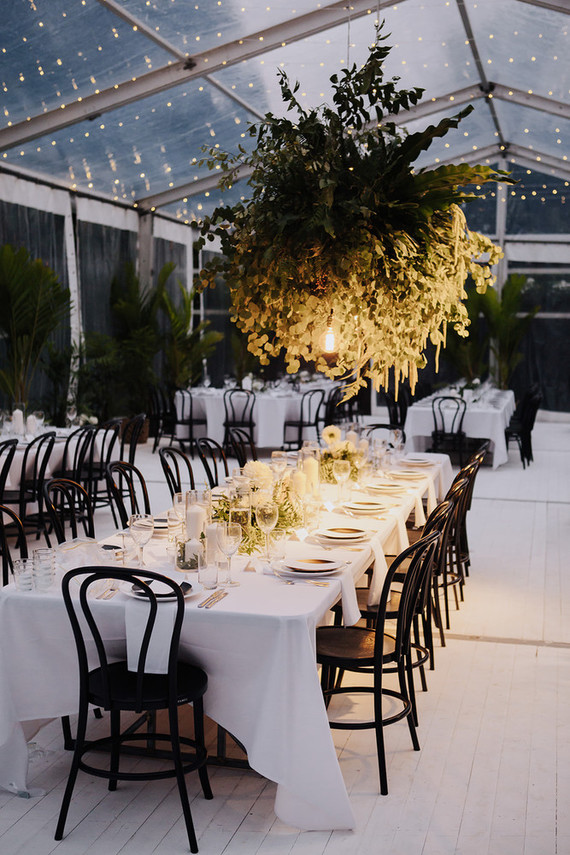 White, black and green wedding