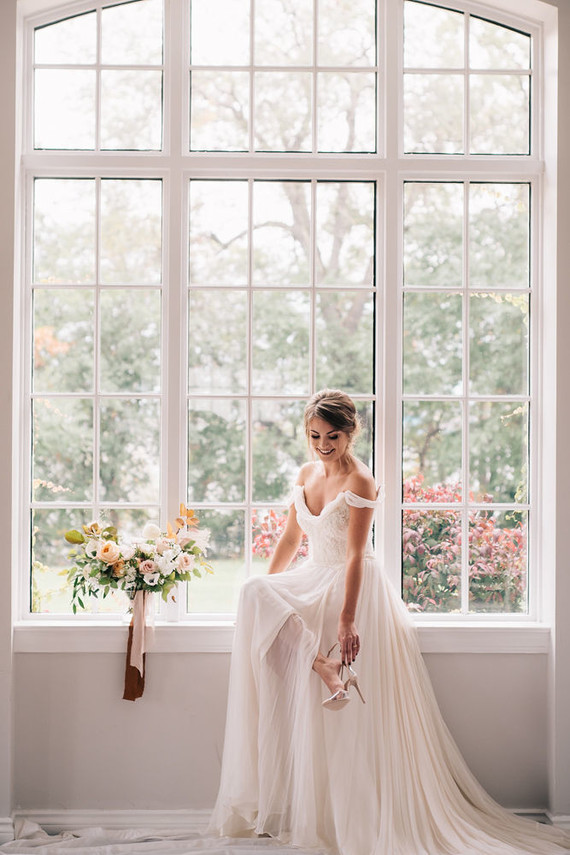 Off shoulder wedding dress