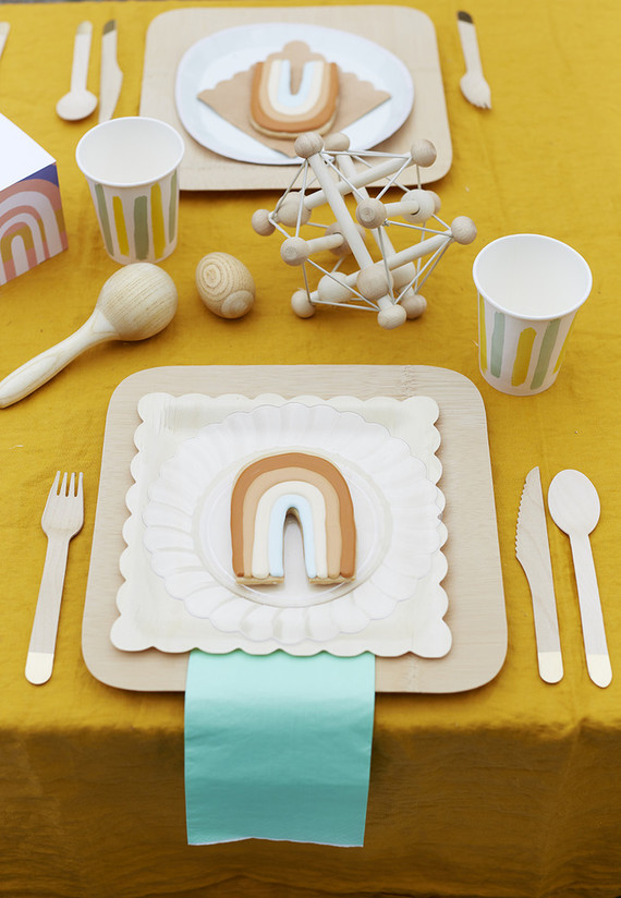 Rainbow themed place setting