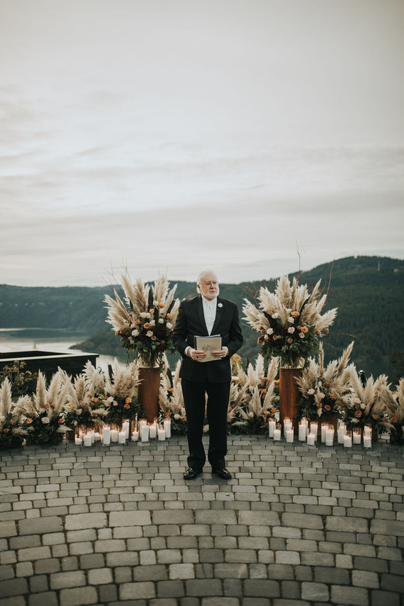 Pampas grass wedding ceremony