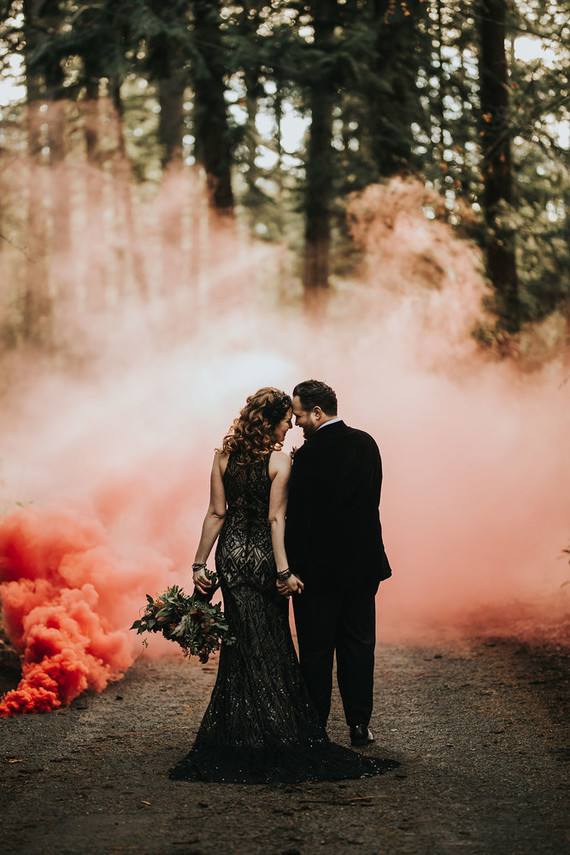 Smoke bomb wedding portraits