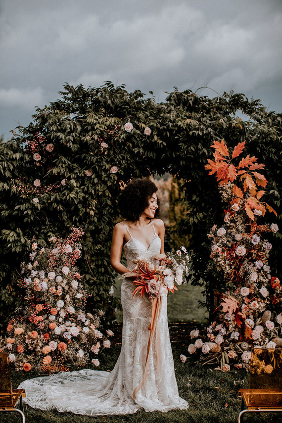 Fall floral ceremony arch Inspiration