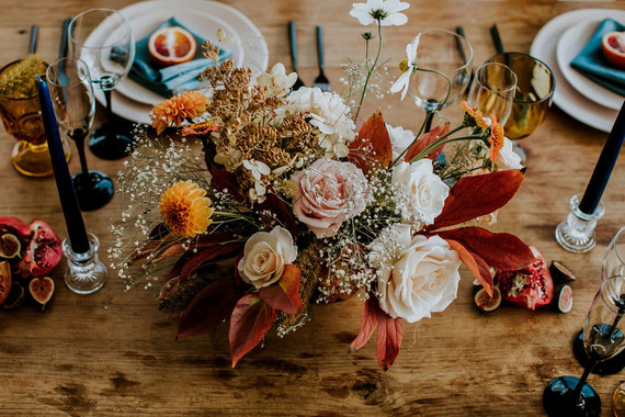 Colorful fall floral centerpieces
