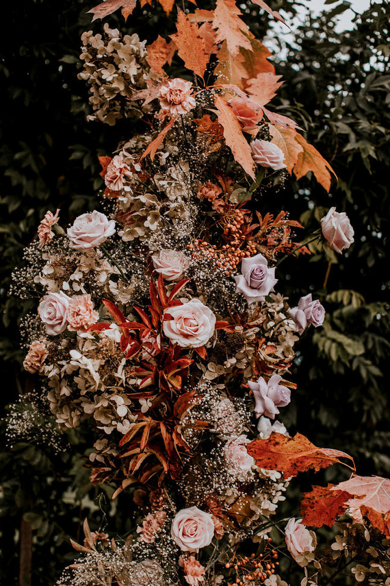 Fall floral ceremony arch