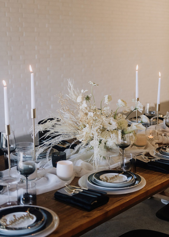 Industrial black and white tablescape