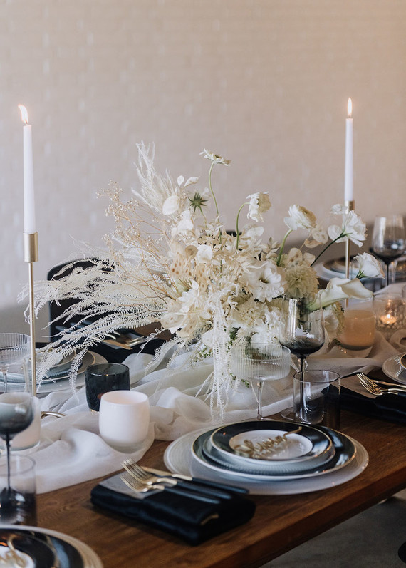 Industrial black and white tablescape Inspiration