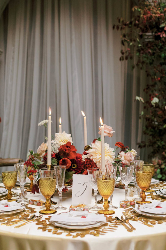 Red and gold holiday table