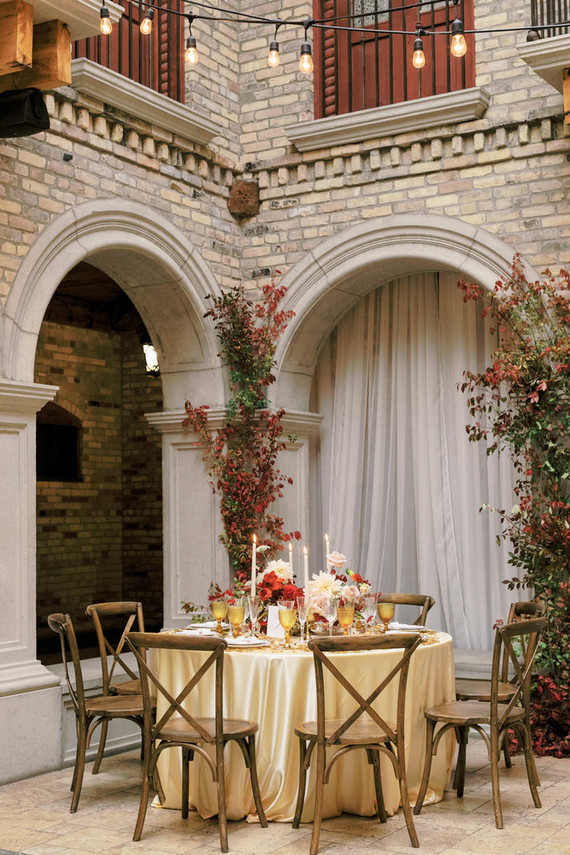 red and gold holiday table