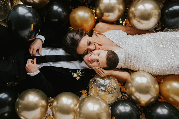 Black and gold new years eve wedding