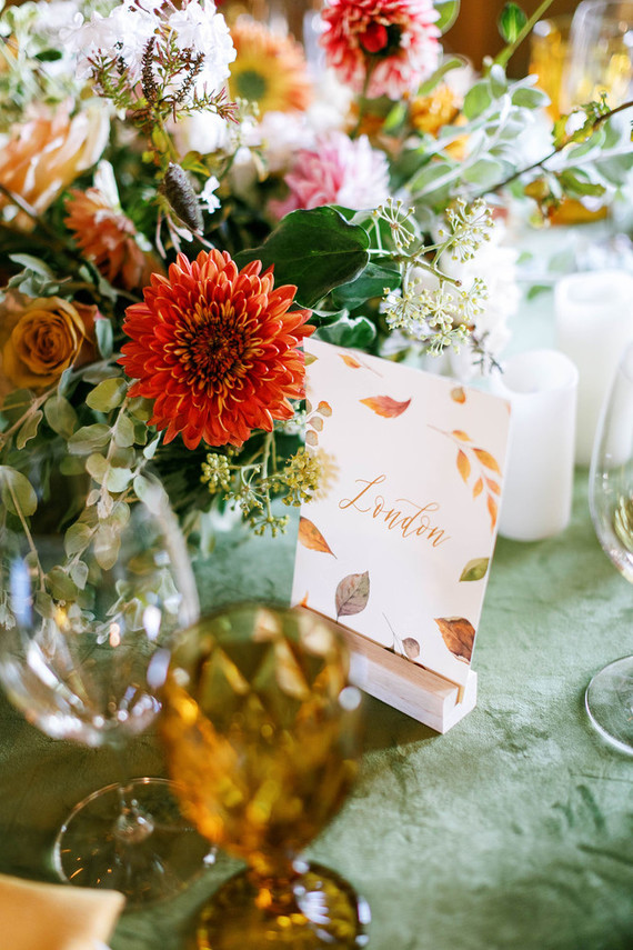 City themed table numbers