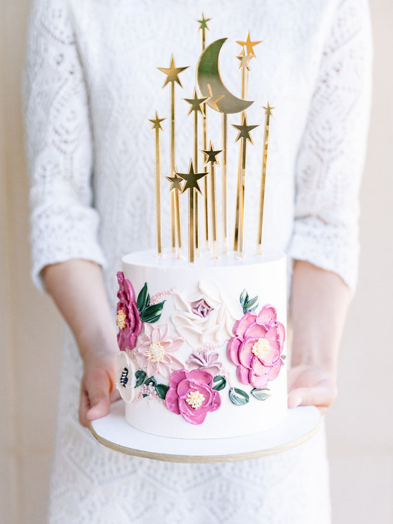 Moon and stars cake topper