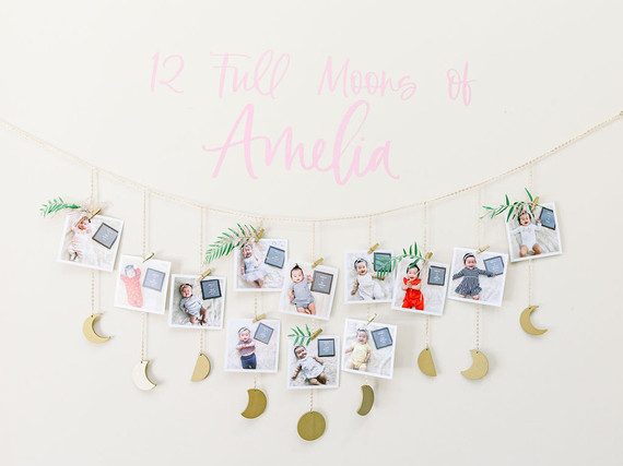 Moon Child celestial floral first birthday party