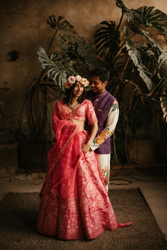 Modern indian bride and groom fashion