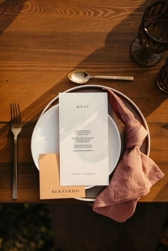 Modern menu and place settings
