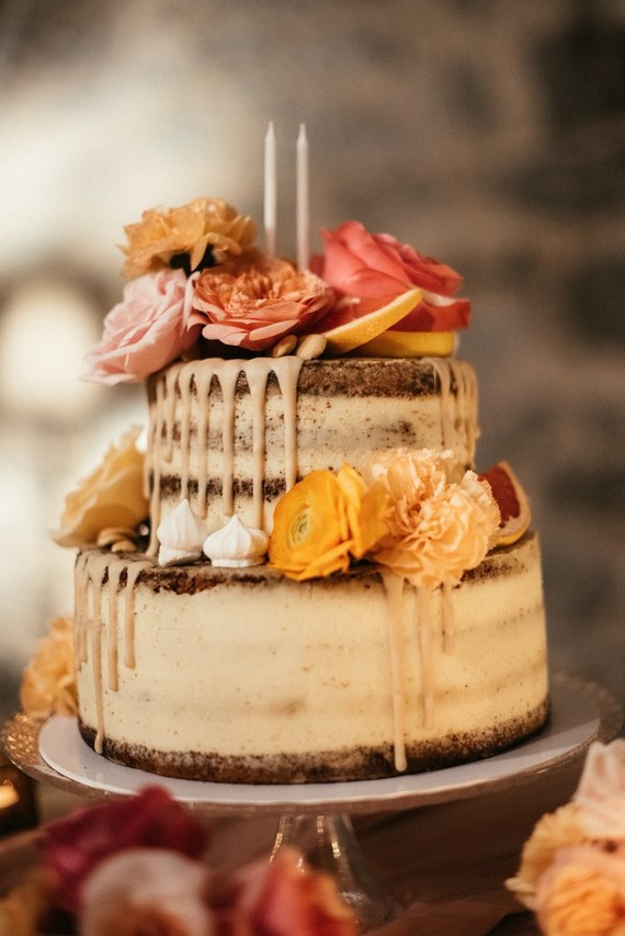 Colorful floral wedding cake