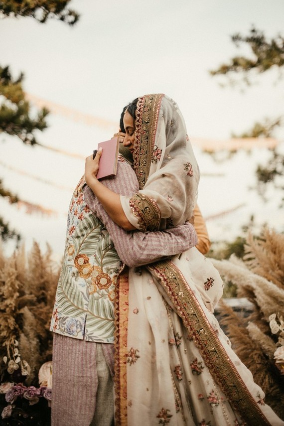 modern bohemian Indian wedding ceremony