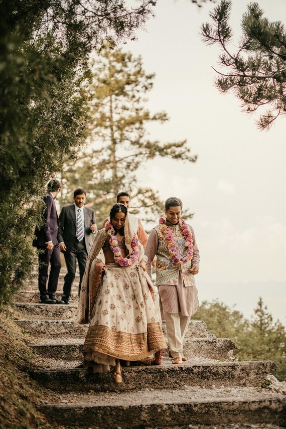 modern bohemian Indian wedding ceremony